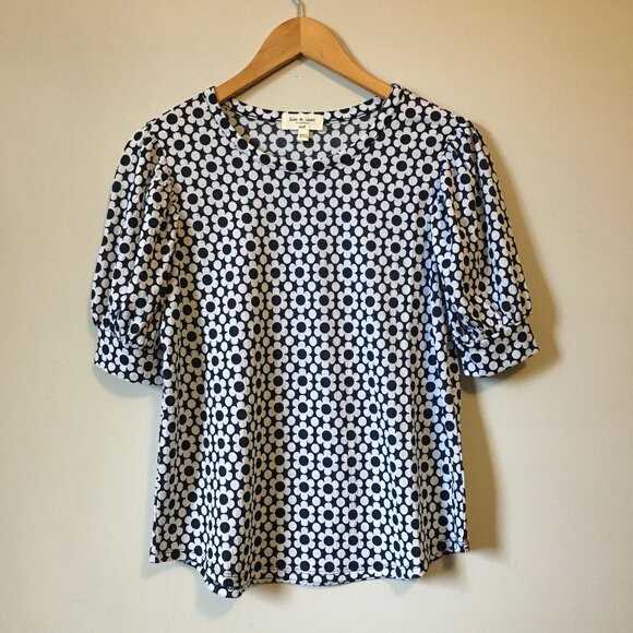 Puffy Shoulder Sleeve Floral Print Coquette Crepe Top - Picture 1 of 15